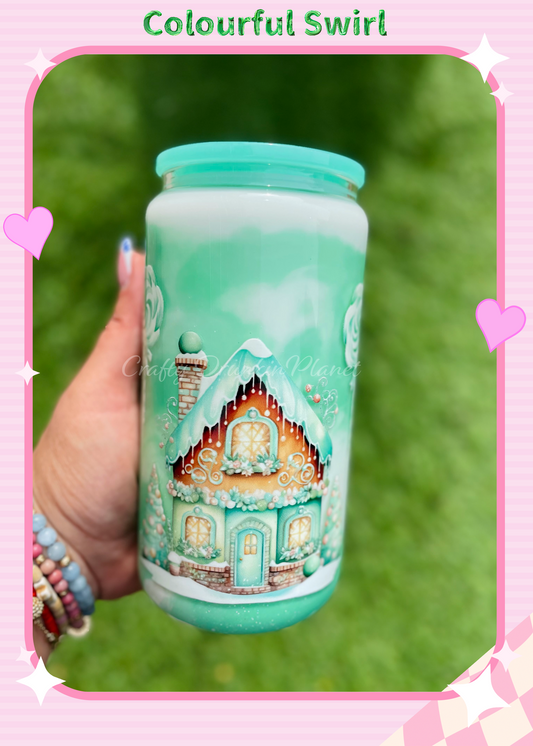 Bring the festive spirit to life with this Green Christmas Milkshake Snow Globe Glass Tumbler! Featuring a whimsical gingerbread house design, vibrant green swirls, and a wintery charm, this tumbler is perfect for holiday beverages. Ideal for gifting or adding a magical touch to your Christmas celebrations