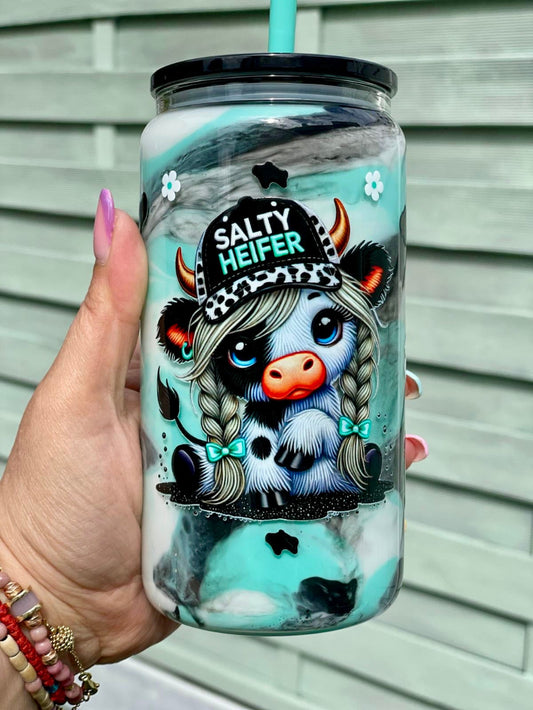 salty heifer cow snowglobe tumbler