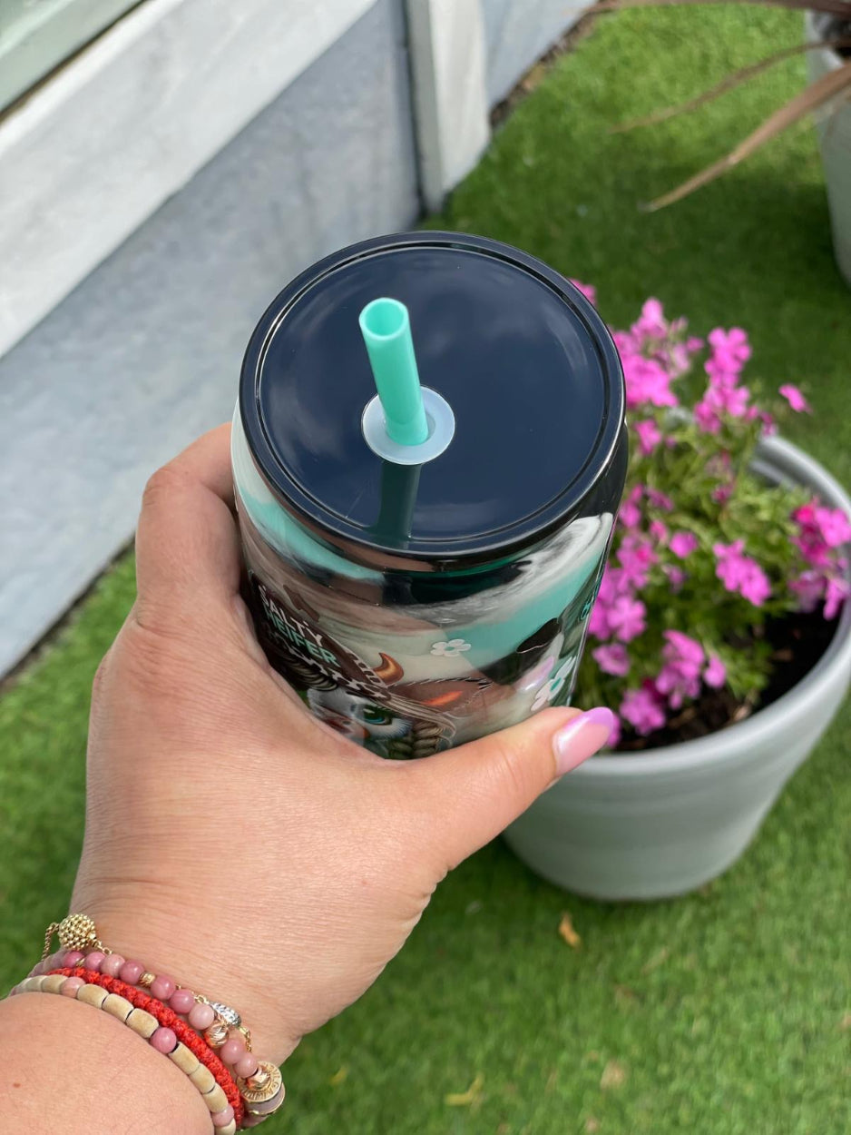 salty heifer cow snowglobe tumbler_craftydrunkinplanet