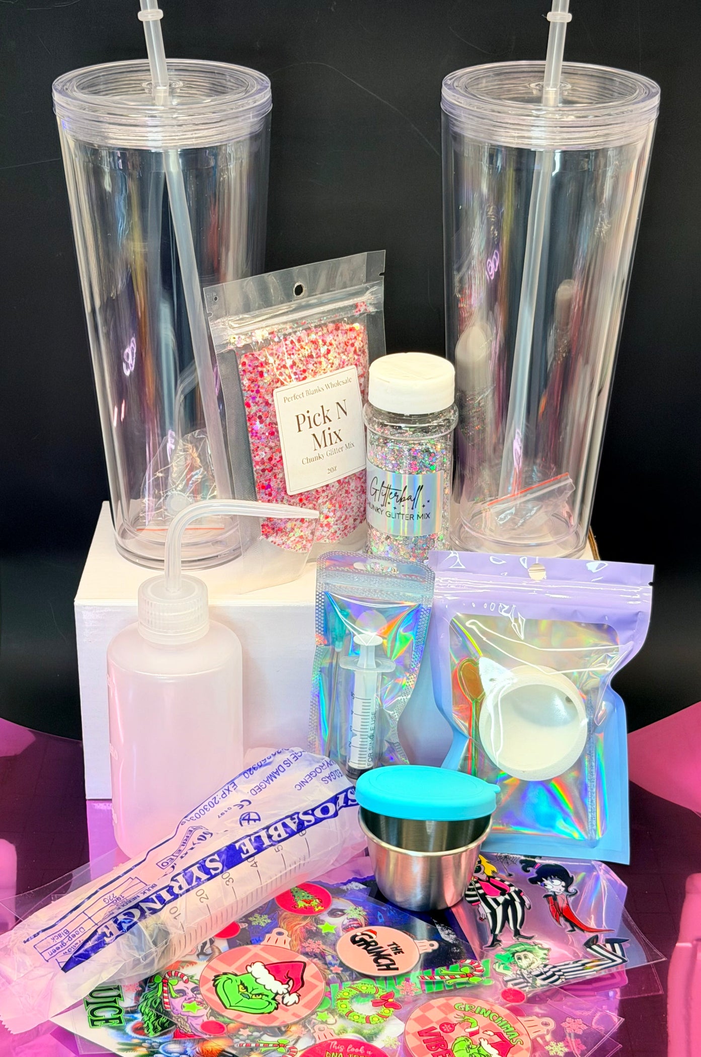 24oz snow globe tumbler duo set kit