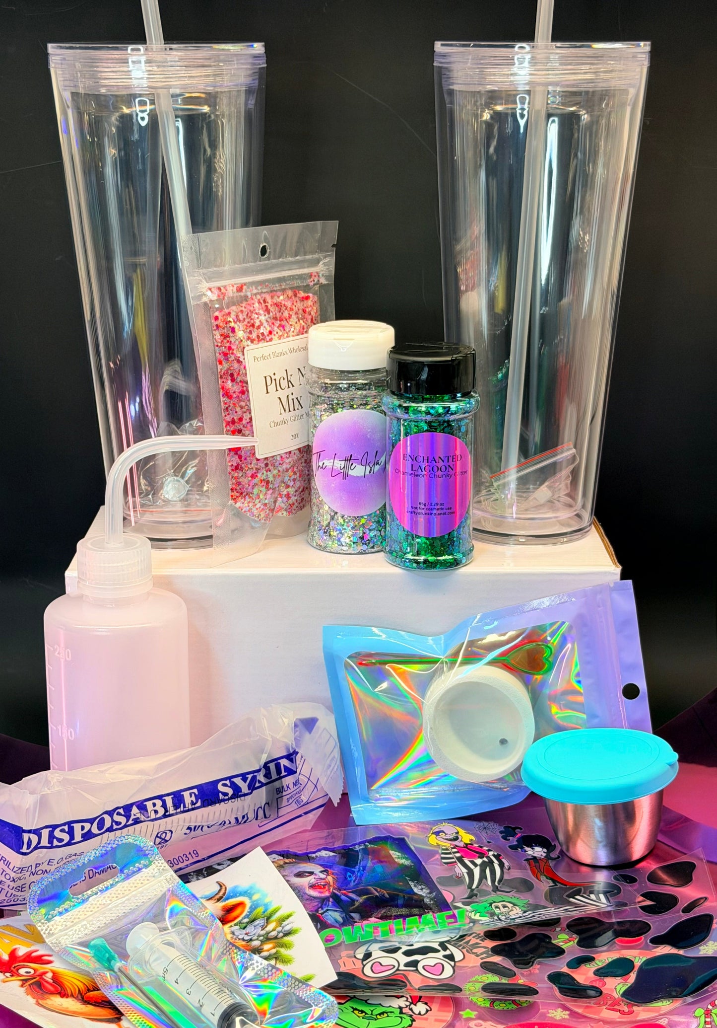 24 oz snow globe tumbler trio set kit