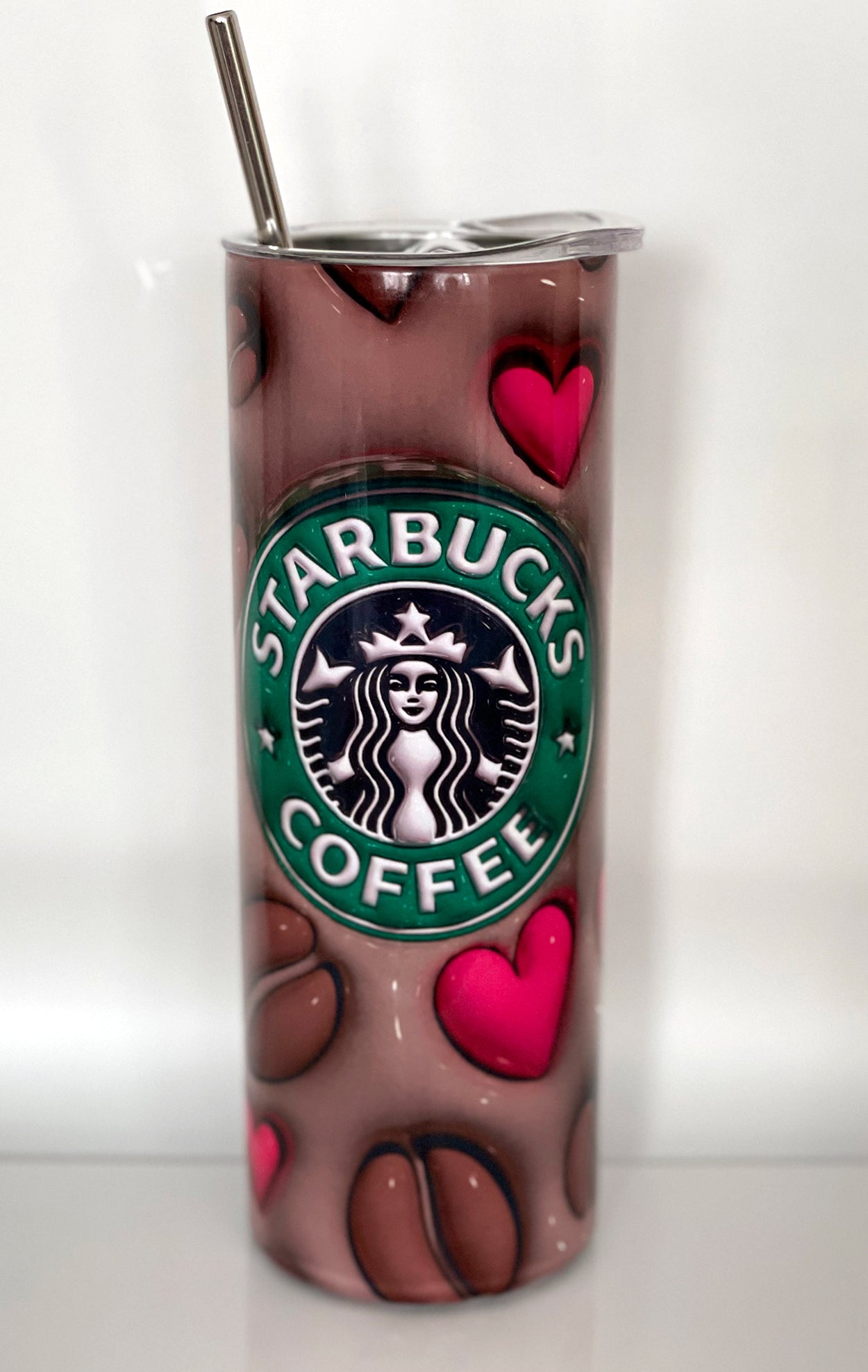 Coffee Beans with Hearts Tumbler
