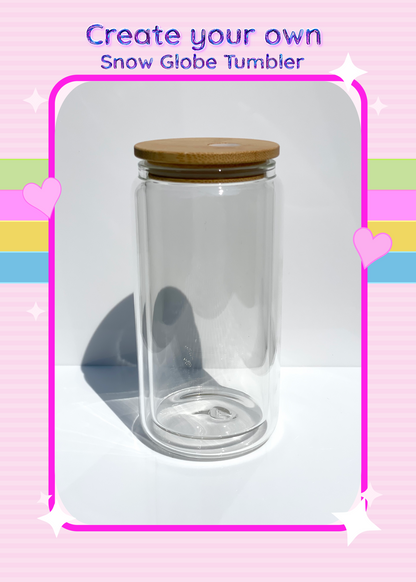 12oz glass snowglobe tumbler