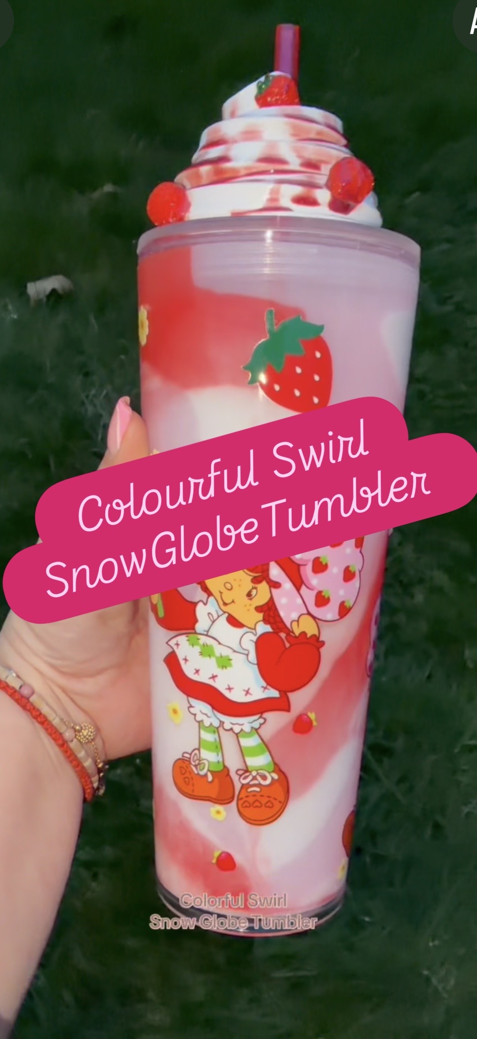 Strawberry Shortcake  Colourful Swirl 24oz Snow Globe Tumbler