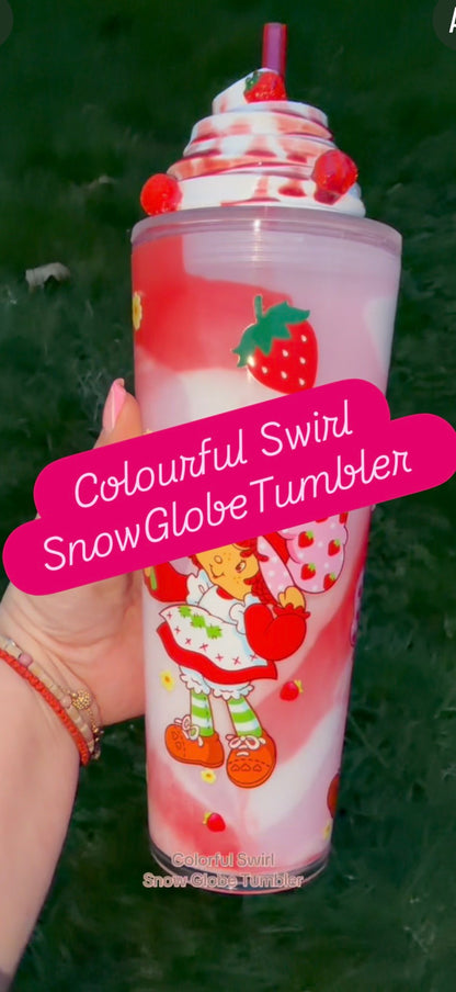 Strawberry Shortcake  Colourful Swirl 24oz Snow Globe Tumbler