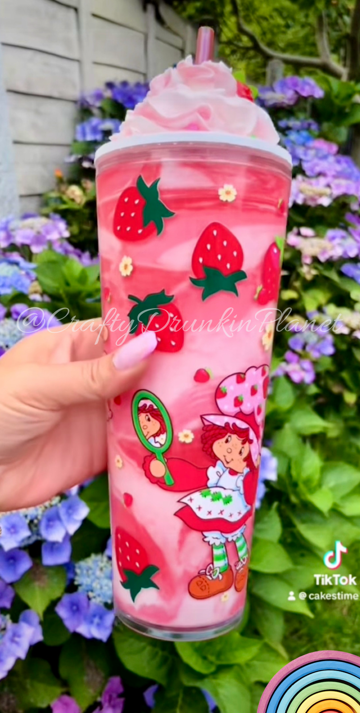 Strawberry Shortcake Colourful Swirl 24oz Snow Globe Tumbler
