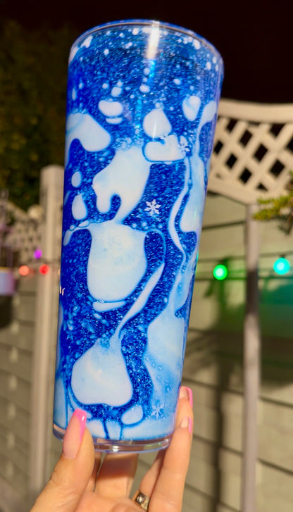 White lava with blue mineral oil