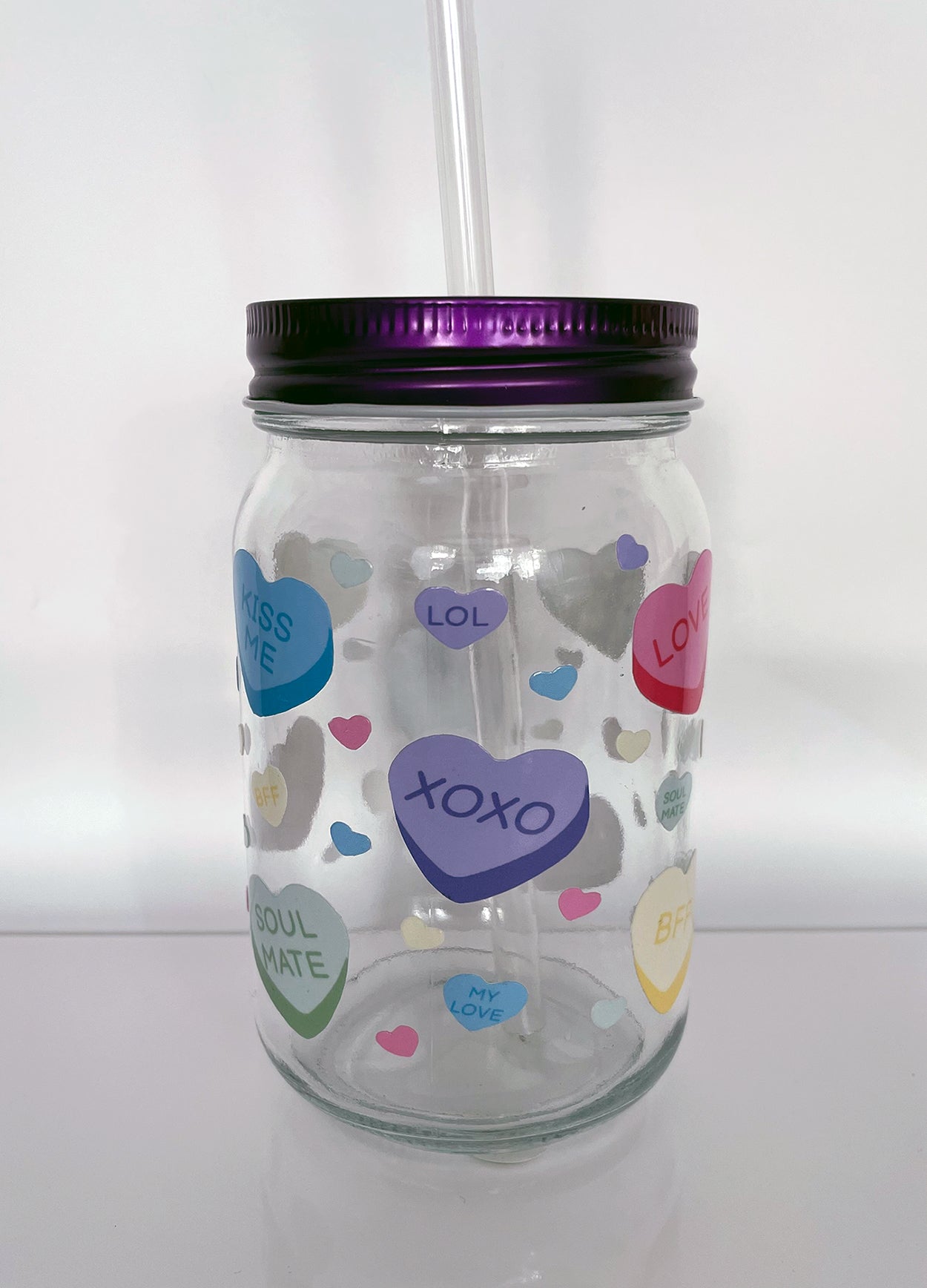 be mine, hearts, glass jar with lid and straw