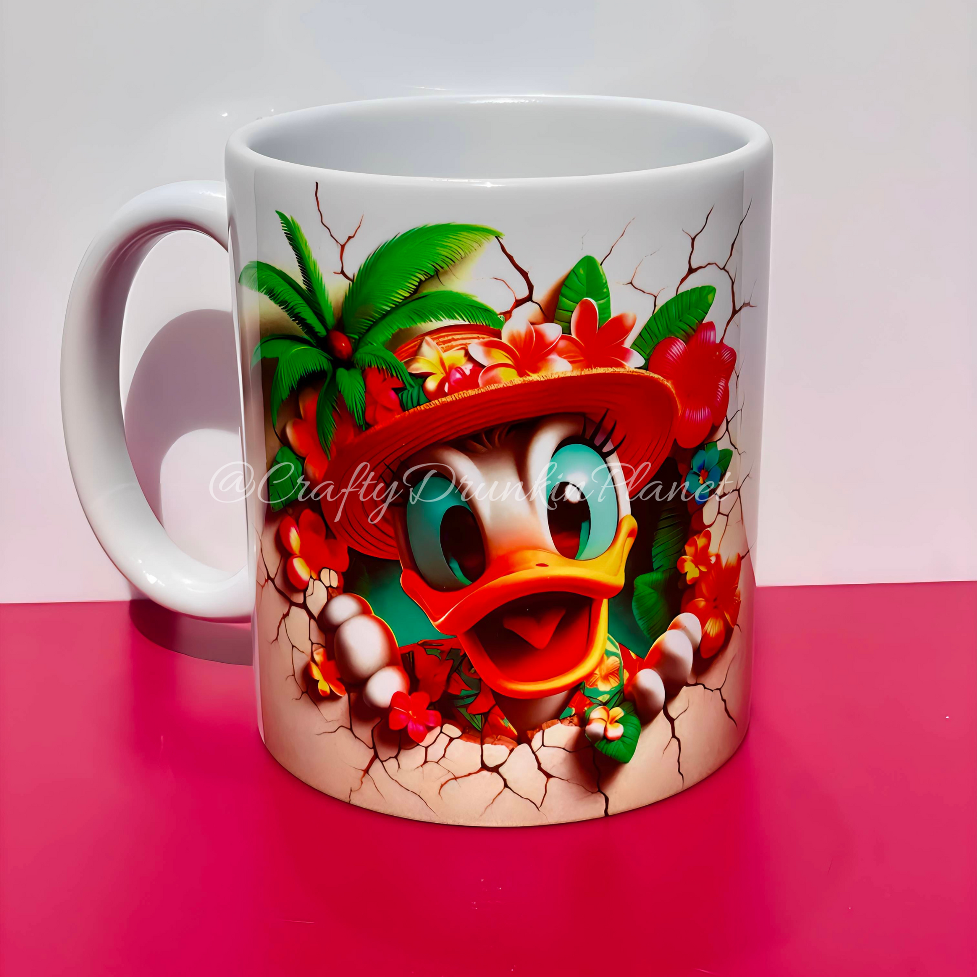 d.duck character mug.craftydrunkinplanet