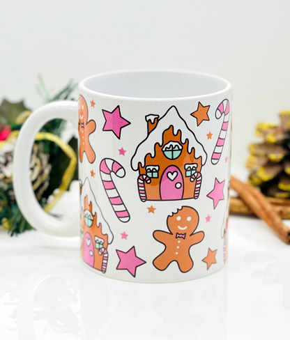 Pink Gingerbread Christmas Mug