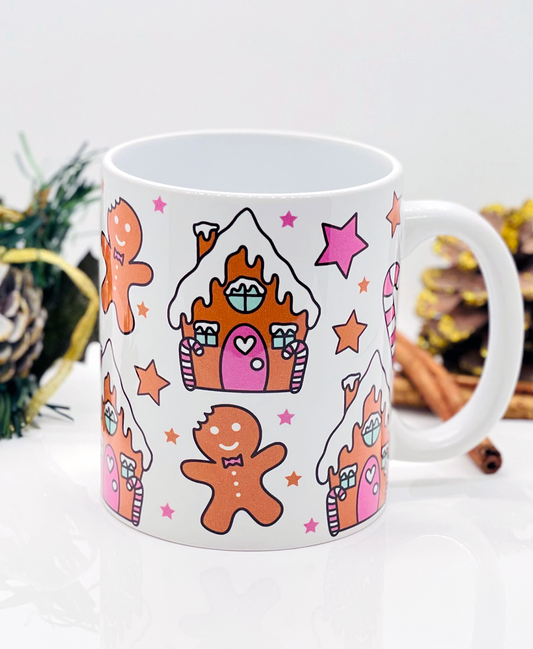 Pink Gingerbread Christmas Mug