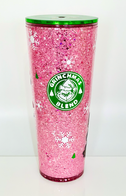 Pink G. Christmas  - Snow Globe Tumbler