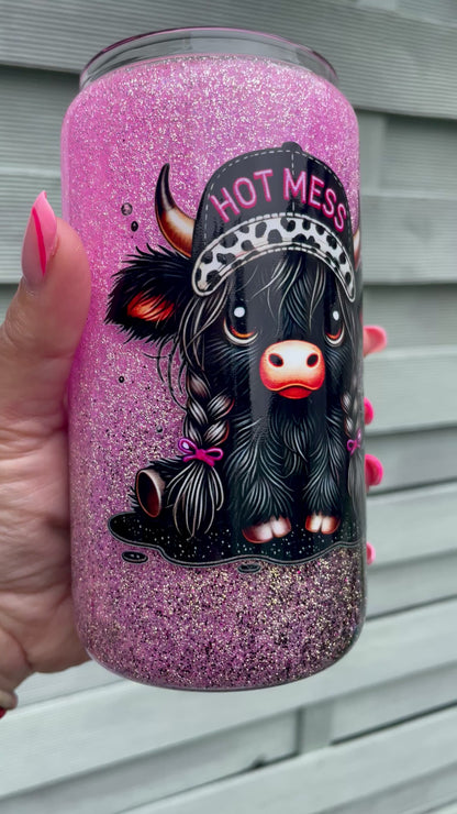 Hot Mess Cow  SnowGlobe Tumbler