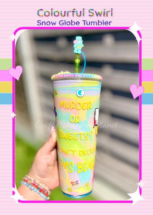 swear bears colourful swirl snowglobetumbler