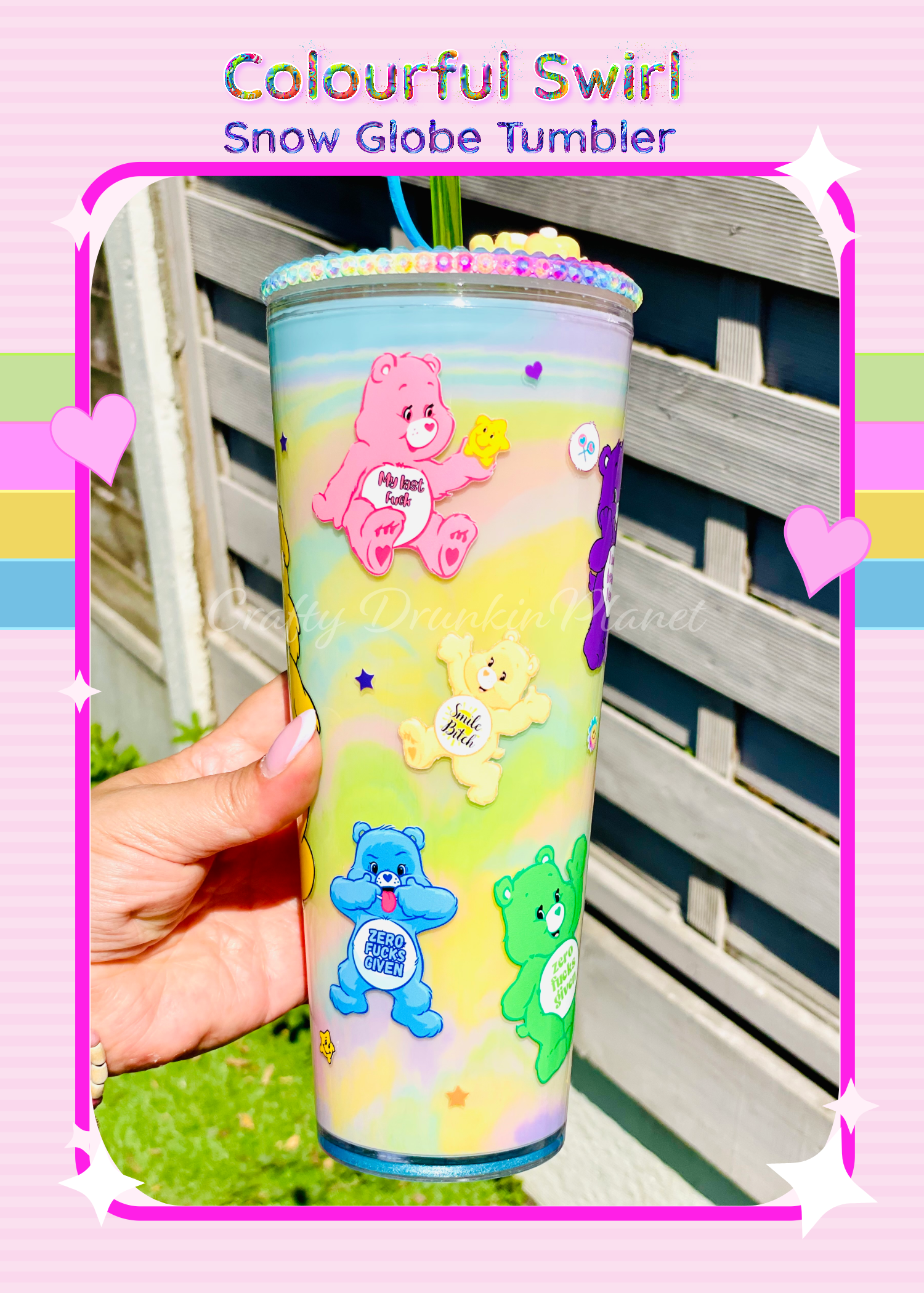 swear bears colourful swirl snowglobetumbler